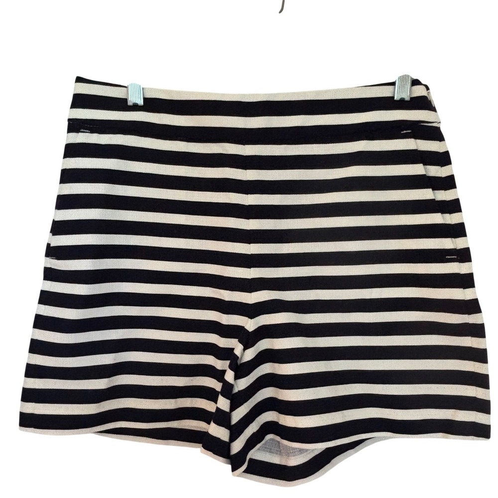 J.Crew Womens Navy Blue White Striped Pique High Rise Shorts Size 8 AL596
